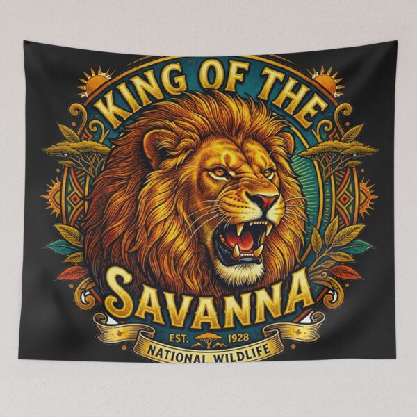 Item preview, King Of The Savanna Lion Vintage National Wildlife Retro Graphic designed and sold by MT-Hub | Cute Aesthetic Art, Stickers & Phone Cases.