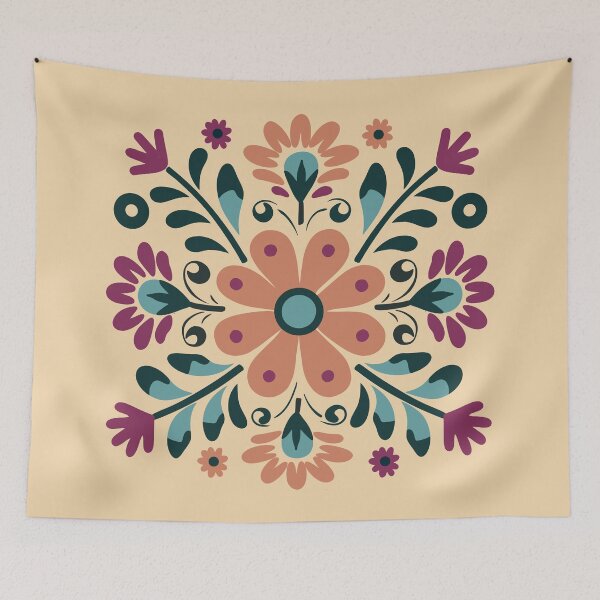 Item preview, Modern Folk Art Floral Mandala Pattern designed and sold by Novalineastudio.