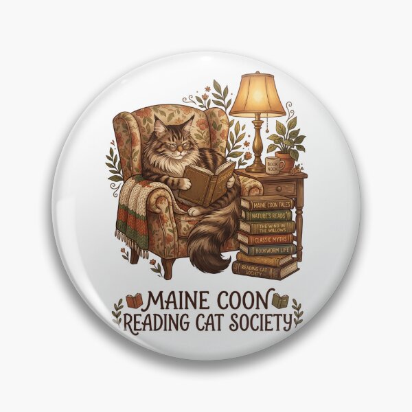 Item preview, Maine Coon Reading Cat Society Bookworm designed and sold by PictoVibe.