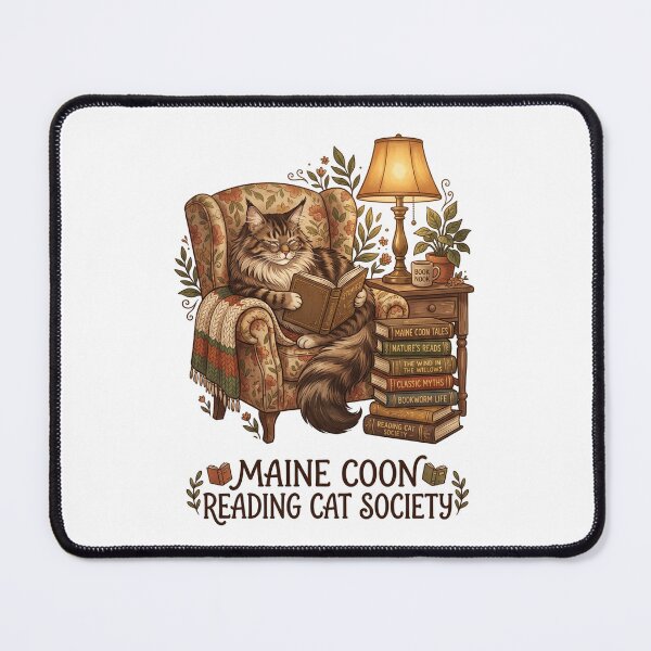Item preview, Maine Coon Reading Cat Society Bookworm designed and sold by PictoVibe.