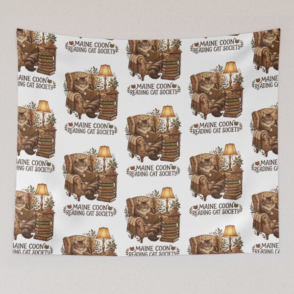 Item preview, Maine Coon Reading Cat Society Bookworm designed and sold by PictoVibe.