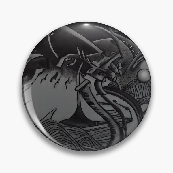 Item preview, Dark Silver Serpent Coil Radiant Eye Wave Horn Yokai Art designed and sold by YugenWorkshop.