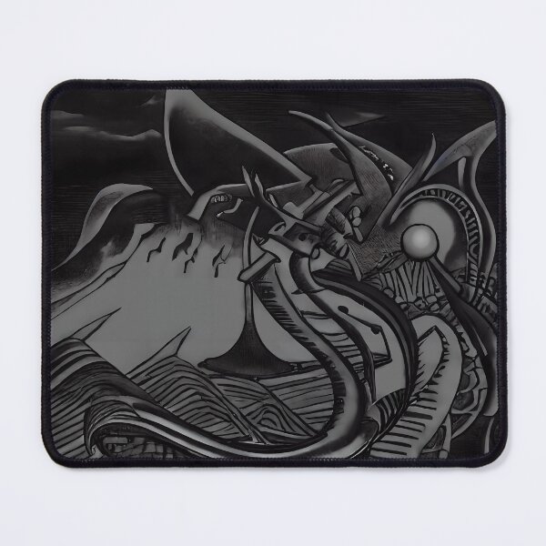 Item preview, Dark Silver Serpent Coil Radiant Eye Wave Horn Yokai Art designed and sold by YugenWorkshop.
