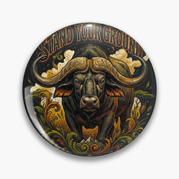 Item preview, Stand Your Ground African Buffalo Vintage Wildlife Retro Emblem designed and sold by MT-Hub | Cute Aesthetic Art, Stickers & Phone Cases.