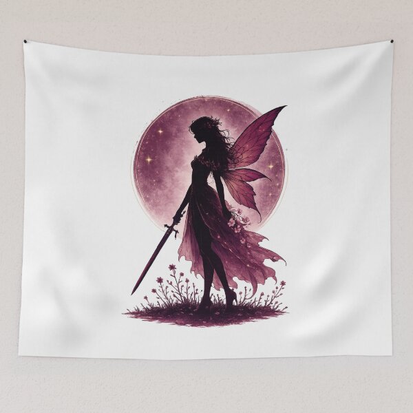 Item preview, Moonlit Fairy Warrior Queen | Pink Fantasy Fairy Art designed and sold by MysticPurpleHue.