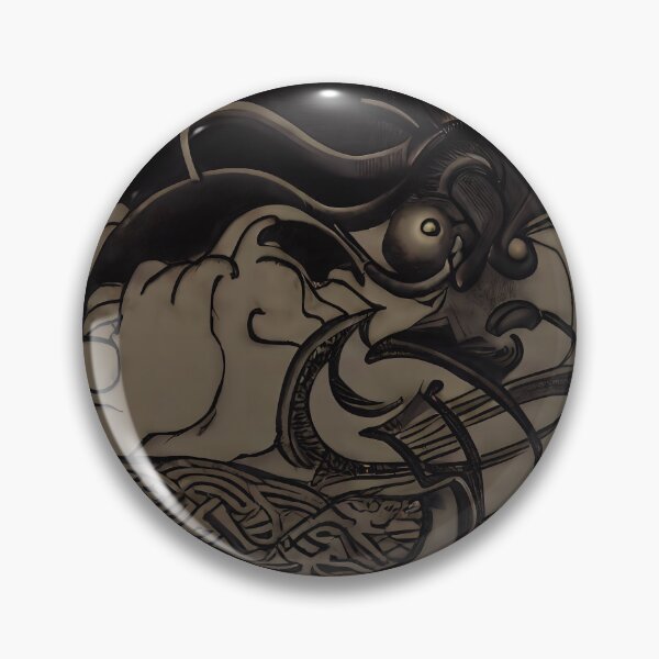 Item preview, Dark Crane Wave Golden Eye Cherry Blossom Knotwork Yokai Art designed and sold by YugenWorkshop.