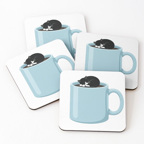 Item preview, Cozy Tuxedo Cat Coffee Mug Cute Sleeping Cat Vector Art designed and sold by Paws And Pause.