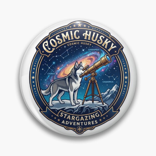 Item preview, Siberian Husky Astronomy Telescope Galaxy Nebula Night designed and sold by PictoVibe.