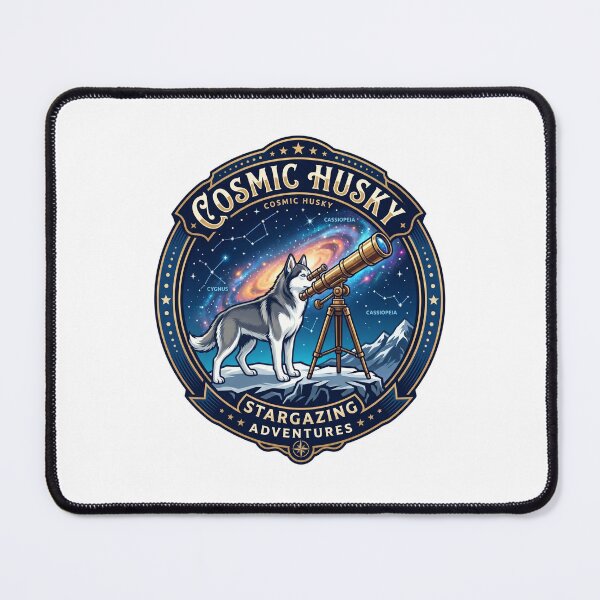 Item preview, Siberian Husky Astronomy Telescope Galaxy Nebula Night designed and sold by PictoVibe.