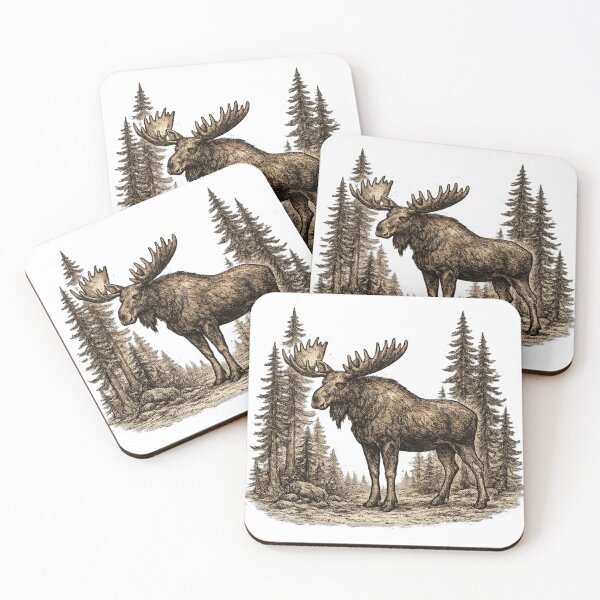 Item preview, Moose in Pine Forest designed and sold by KrungiT Design .