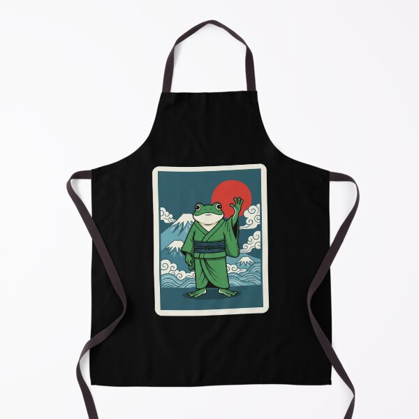 Item preview, Cute Frog in Traditional Robe Against Mountain Sunset Scene designed and sold by JordynLadukeg65.