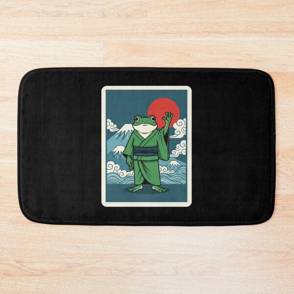 Item preview, Cute Frog in Traditional Robe Against Mountain Sunset Scene designed and sold by JordynLadukeg65.