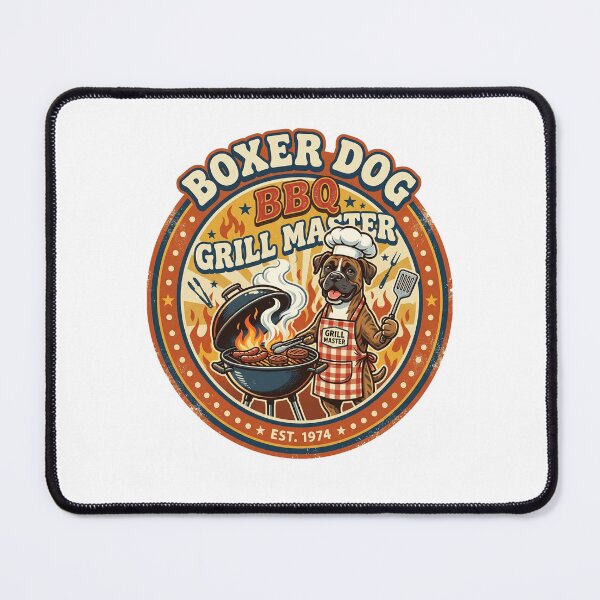 Item preview, Boxer Dog BBQ Grill Master Retro 70s designed and sold by PictoVibe.