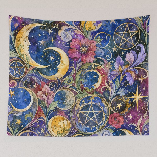 Item preview, Witchy Art Nouveau Vintage Celestial Pattern designed and sold by BeJolley.