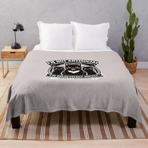 Item preview, I'm Not Antisocial I'm Selectively Social Black Cat Club Funny Introvert Cat Lover Design designed and sold by PrintAura15.