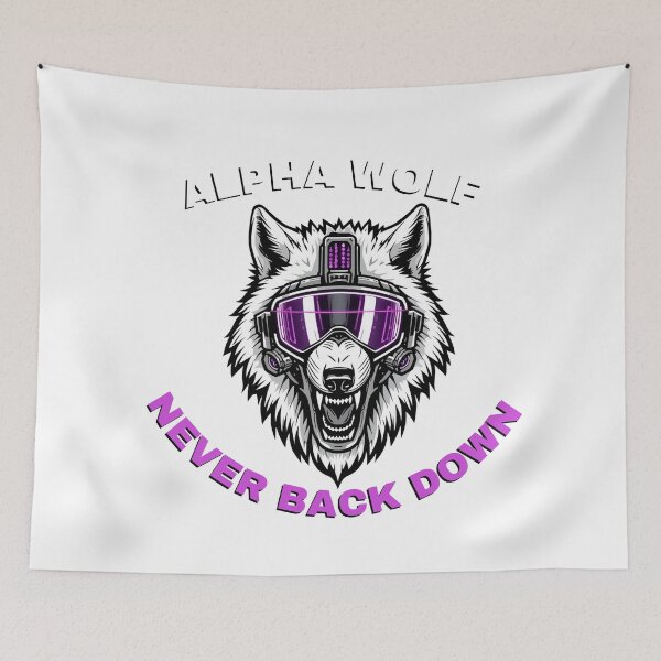 Item preview, Cyberpunk White Wolf Cyber Beast Neon Purple Streetwear designed and sold by BrokenVibe.