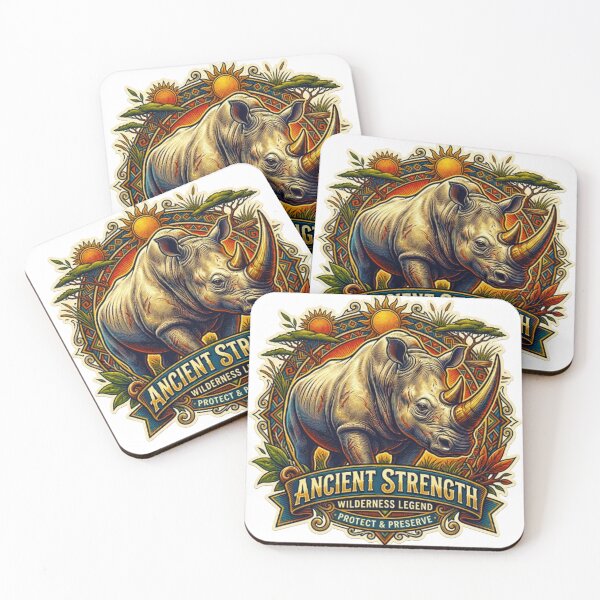 Item preview, Ancient Strength Rhinoceros Vintage National Wildlife Retro Emblem designed and sold by MT-Hub | Art for Every Soul.