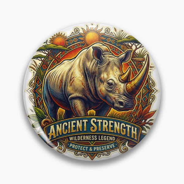 Item preview, Ancient Strength Rhinoceros Vintage National Wildlife Retro Emblem designed and sold by MT-Hub | Cute Aesthetic Art, Stickers & Phone Cases.