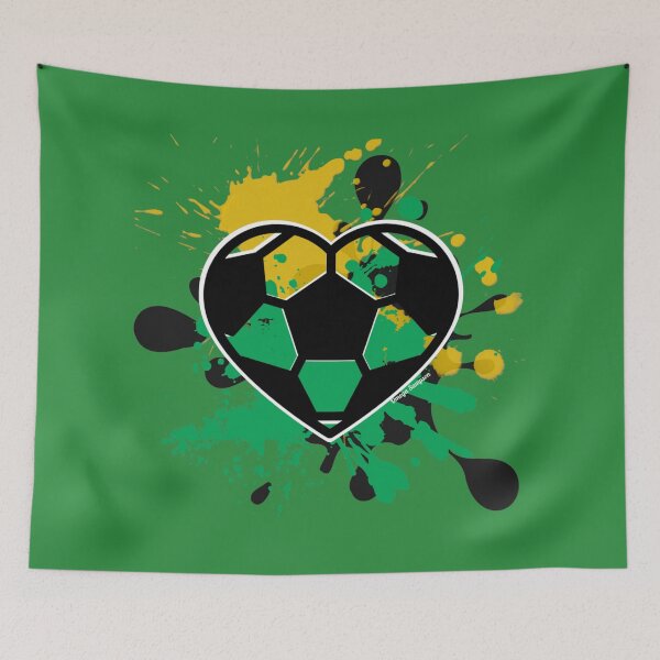 Item preview, Green and yellow paint splatter Soccer Heart designed and sold by artbyomega.
