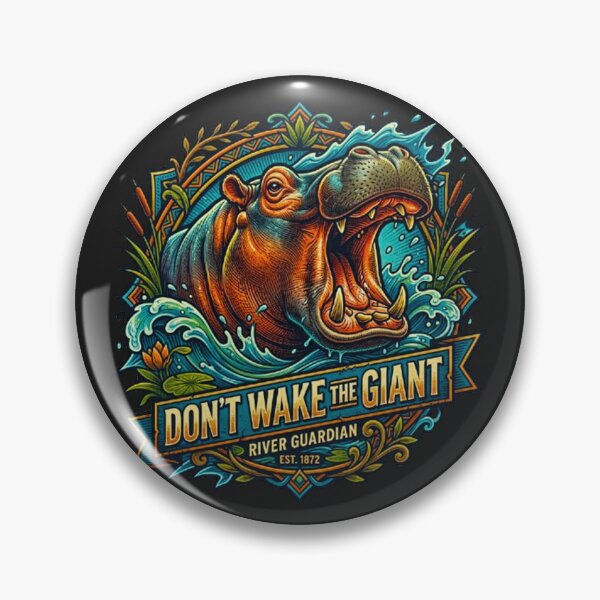 Item preview, Don't Wake The Giant Hippo River Guardian Vintage Retro Emblem designed and sold by MT-Hub | Cute Aesthetic Art, Stickers & Phone Cases.