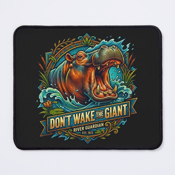 Item preview, Don't Wake The Giant Hippo River Guardian Vintage Retro Emblem designed and sold by MT-Hub | Cute Aesthetic Art, Stickers & Phone Cases.
