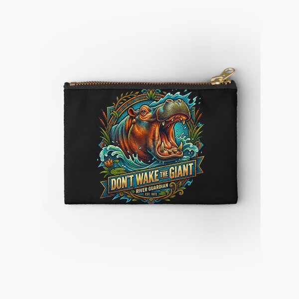 Item preview, Don't Wake The Giant Hippo River Guardian Vintage Retro Emblem designed and sold by MT-Hub | Cute Aesthetic Art, Stickers & Phone Cases.
