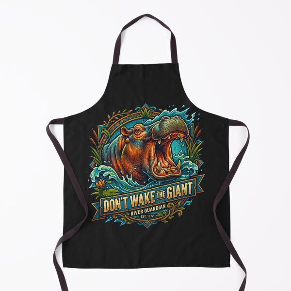 Item preview, Don't Wake The Giant Hippo River Guardian Vintage Retro Emblem designed and sold by MT-Hub | Art for Every Soul.
