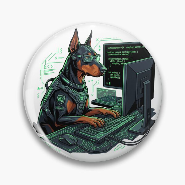 Item preview, Doberman Pinscher Cyberpunk Coder Software Developer designed and sold by PictoVibe.