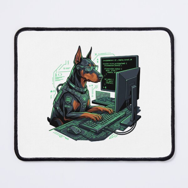 Item preview, Doberman Pinscher Cyberpunk Coder Software Developer designed and sold by PictoVibe.