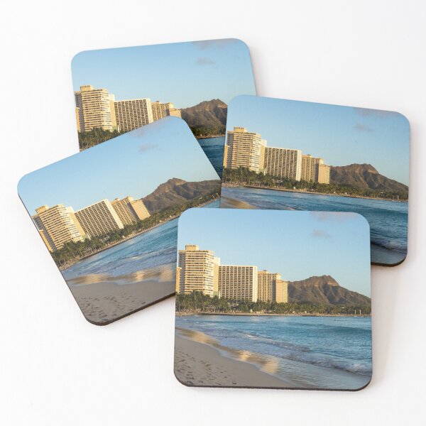 Item preview, Golden Bliss on the Beach - Waikiki and Diamond Head Volcano designed and sold by Georgia Mizuleva.