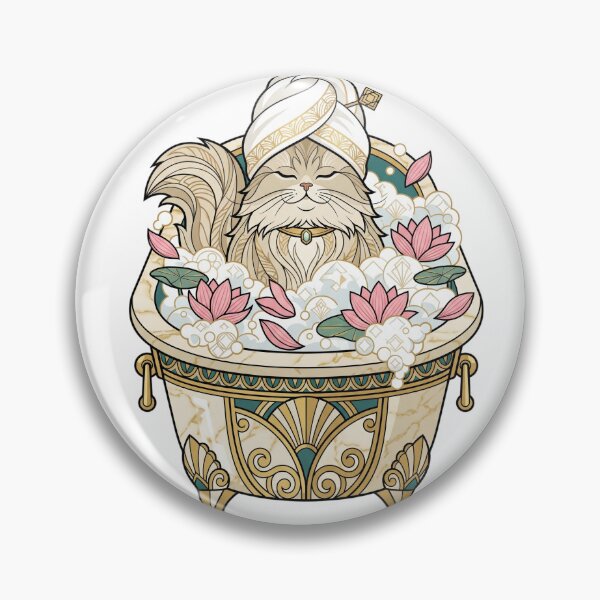 Item preview, Persian Cat Luxury Spa Marble Bathtub Lotus designed and sold by PictoVibe.