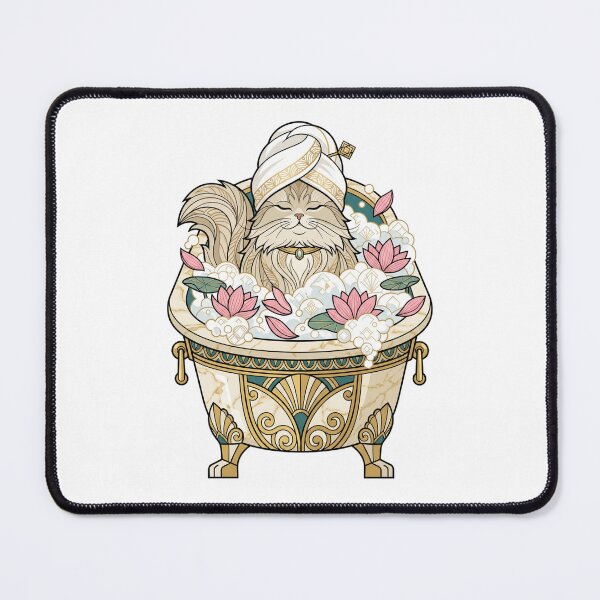 Item preview, Persian Cat Luxury Spa Marble Bathtub Lotus designed and sold by PictoVibe.