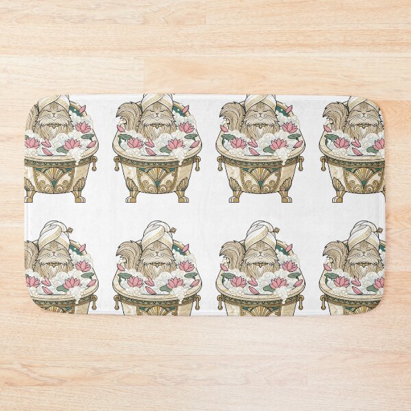 Item preview, Persian Cat Luxury Spa Marble Bathtub Lotus designed and sold by PictoVibe.