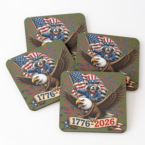 Item preview, Bald Eagle Riding Raccoon America 250 Patriotic Design | 1776 2026 Independence Day | Funny  July 4th Freedom Express designed and sold by VectorJoy.