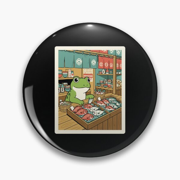 Item preview, Cute Frog Shopping at Traditional Fish Market designed and sold by JordynLadukeg65.