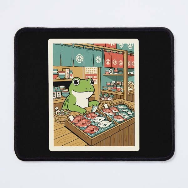 Item preview, Cute Frog Shopping at Traditional Fish Market designed and sold by JordynLadukeg65.