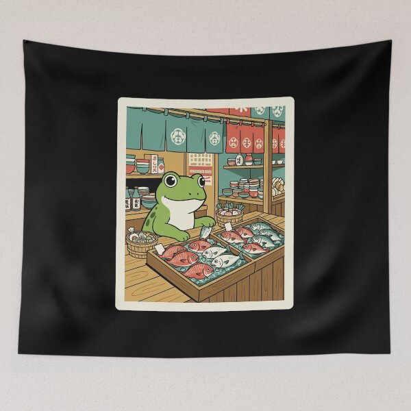 Item preview, Cute Frog Shopping at Traditional Fish Market designed and sold by JordynLadukeg65.