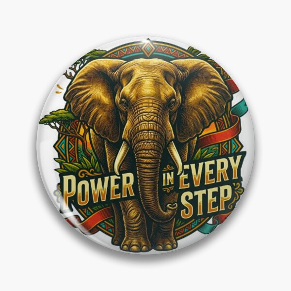 Item preview, Power In Every Step Elephant Vintage Africa Safari Retro Badge designed and sold by MT-Hub | Cute Aesthetic Art, Stickers & Phone Cases.