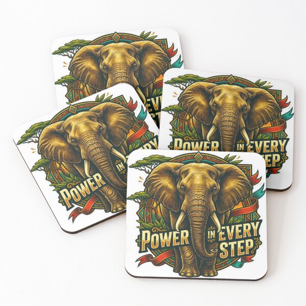 Item preview, Power In Every Step Elephant Vintage Africa Safari Retro Badge designed and sold by MT-Hub | Art for Every Soul.