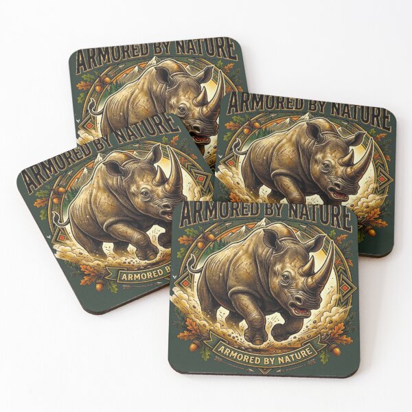 Item preview, Armored By Nature Rhinoceros Vintage Wildlife Retro Emblem designed and sold by MT-Hub | Art for Every Soul.