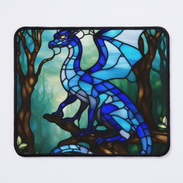 Item preview, Stained glass of Blue Dragon in the forest designed and sold by WorldOfDrathion.