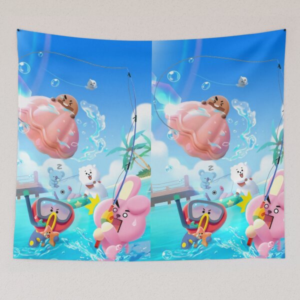 Item preview, Cute Animal Friends Summer Fishing Beach - Ocean Blue Aesthetic designed and sold by Billy Morfo™.