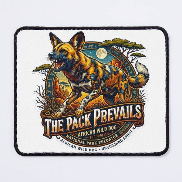 Item preview, The Pack Prevails African Wild Dog Vintage National Park Retro Badge designed and sold by MT-Hub | Cute Aesthetic Art, Stickers & Phone Cases.