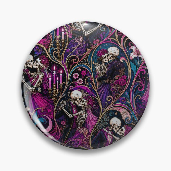 Item preview, Gothic Art Nouveau Dancing Skeletons Pattern designed and sold by BeJolley.