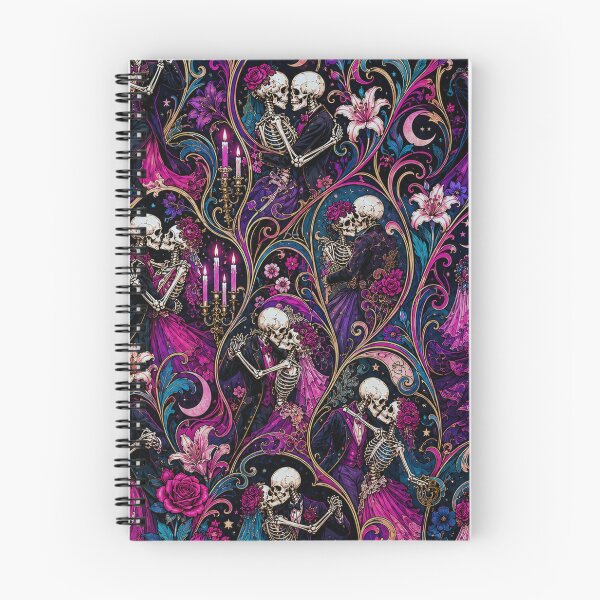 Item preview, Gothic Art Nouveau Dancing Skeletons Pattern designed and sold by BeJolley.