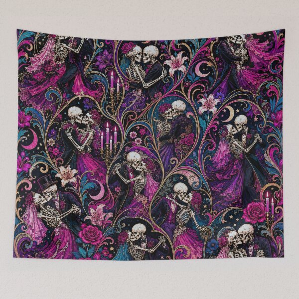 Item preview, Gothic Art Nouveau Dancing Skeletons Pattern designed and sold by BeJolley.