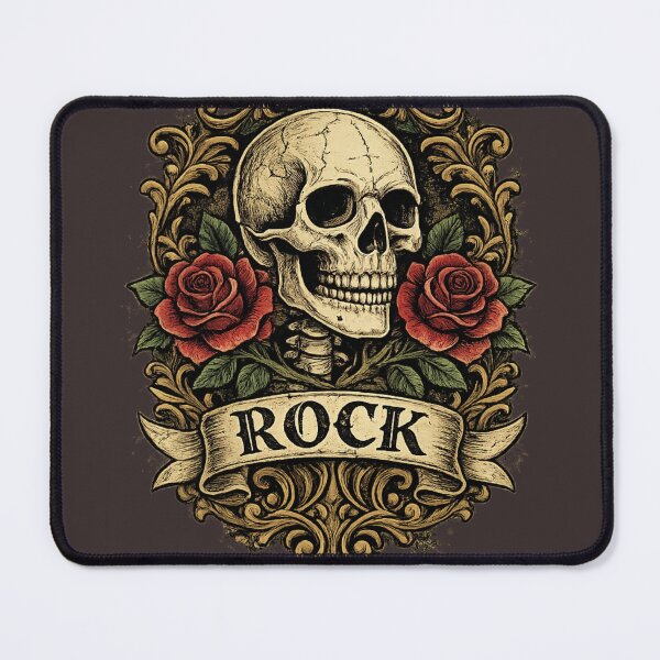 Item preview, Rock Skull and Roses Gothic Vintage Art designed and sold by EvrgreenShop.
