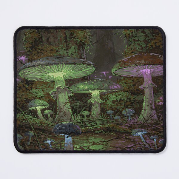 Item preview, Enchanted Bioluminescent Mushroom Forest Fantasy Nature Digital Painting designed and sold by cr6zym1nd.