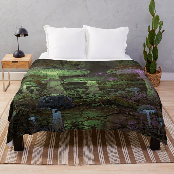 Item preview, Enchanted Bioluminescent Mushroom Forest Fantasy Nature Digital Painting designed and sold by cr6zym1nd.