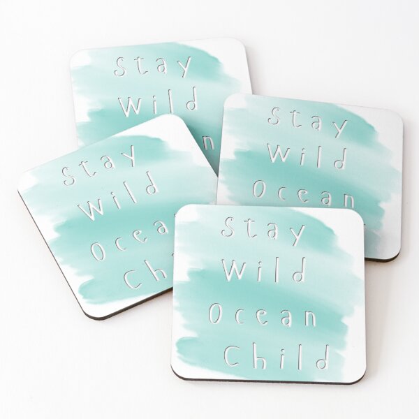 Item preview, Stay Wild Ocean Child – Teal Watercolor Brush Typography Art designed and sold by DonnaRaine.